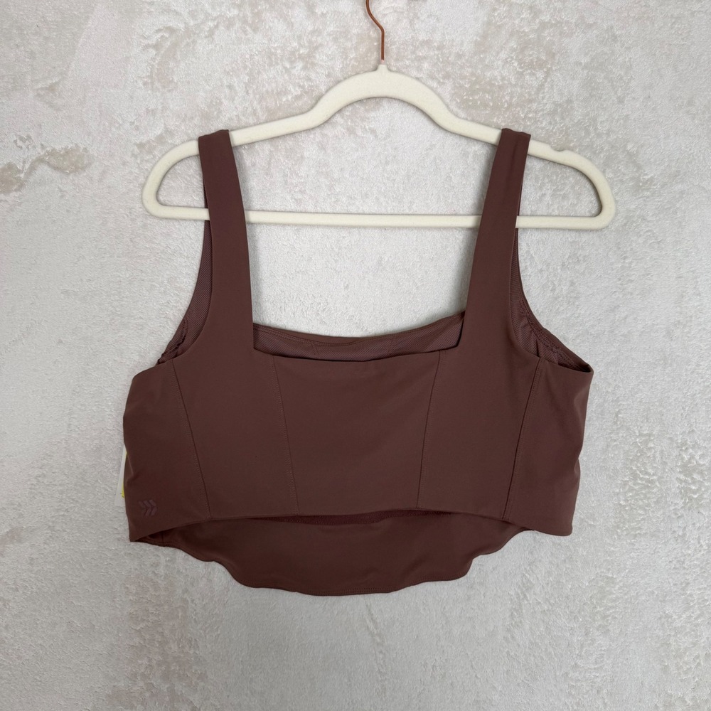 All in Motion NWT Everyday Soft Corset Bra Brown XL Square Neck Activewear Top - Picture 2 of 7